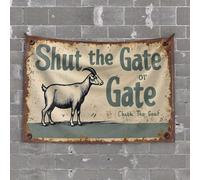 Funny Room Decor Rustic Warning Sign: Shut The Gate Or Chirch The Goat Tapestry Tapsterys Wall Man Cave Decor and Accessories(75X100CM)