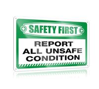 Funny Room Decor Safety First Report All Unsafe Condition Metal Sign Funny Signs Billiard Home Tin Sign(20X30CM)