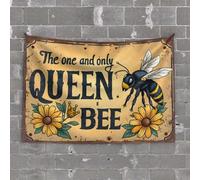 Funny Room Decor The One and Only Queen Bee: A Vibrant Floral Tribute Tapestry Tapsterys Wall Man Cave Decor and Accessories(75X100CM)