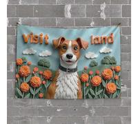 Funny Room Decor Visit Land: A Friendly Dog in A Flower Field Tapestry Tapsterys Wall Man Cave Decor and Accessories(75X100CM)
