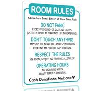 Funny Room Rules Sign - Cute Room Decor for Teen Girls Bedroom, Teal Preppy Room Decorations, Cute Turquoise Teenage Door Sign & Fun Gifts for Birthday and Holidays (Room Rules Teal)