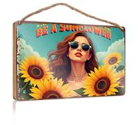 Funny Room Signs Be A Sunflower: Brighten The World Wooded Sign Funny Decor for Home Outside Fall Decorations