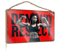 Funny Room Signs Demand Respect Fitness Motivation Wooded Sign Funny Decor for Home Outside Fall Decorations