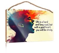 Funny Room Signs Life's Journey is Tough, But A Good Heart Makes You Strong Wooded Sign Funny Decor for Home Outside Fall Decorations
