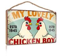Funny Room Signs My Lovely Chicken Boy Established 1945 Wooded Sign Funny Decor for Home Outside Fall Decorations