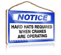 Funny Room Signs Notice Hard Hats Required When Cranes Are Operating Wooden Sign Decor Signs Office Decor For Wall Funny(23X35CM)