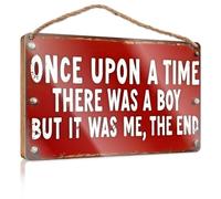 Funny Room Signs Once Upon A Time There was A Boy But It was Me Wooded Sign Funny Decor for Home Outside Fall Decorations