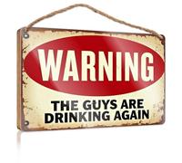 Funny Room Signs Warning The Guys are Drinking Again Wooded Sign Funny Decor for Home Outside Fall Decorations