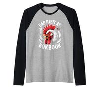 Funny Rooster Bad Habit at Bok Book Farm Raglan Baseball Tee