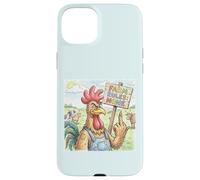 Funny Rooster Farm Rules None Cartoon Design with Cows Case for iPhone 15 Plus