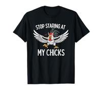 Funny Rooster Stop Staring at My Chicks Vintage Farm Humor T-Shirt