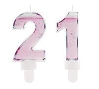 Funny Rosé Champagne Themed Birthday Candles - Number 21 Pink Cocktail Cake Topper Decorations, Sparkling Wine Candles 21 for Women, 18th 21st 30th 40th 50th Birthday Gifts for Mum Her Best Friend
