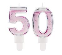 Funny Rosé Champagne Themed Birthday Candles - Number 50 Pink Cocktail Cake Topper Decorations, Sparkling Wine Candles 50 for Women, 18th 21st 30th 40th 50th Birthday Gifts for Mum Her Best Friend