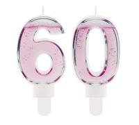 Funny Rosé Champagne Themed Birthday Candles - Number 60 Pink Cocktail Cake Topper Decorations, Sparkling Wine Candles 60 for Women, 18th 21st 30th 40th 50th Birthday Gifts for Mum Her Best Friend