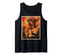 Funny Rottweiler Dog Meme Cute Vintage Retro Japanese Art Tank Top