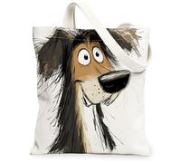 Funny Rough Collie Dog Canvas Tote Bag for Shopping 13 * 15, Cool Cartoon Fun Reusable Grocery Shoulder Cloth Bag for Women, Pet Painting Gift Decor