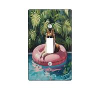 Funny Rough Collie Dog Decorative Switch Cover 1 Gang Single Toggle, Summer Oil Painting Chien Wall Plate Cover, Standard Size, Puppy Electrical Faceplate for Bedroom Living Room Decor
