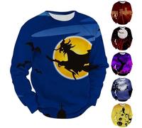 Funny Round Neck Sweatshirt Men Men Halloween Costume Halloween Printed Streetwear Oversized Casual Sweatshirts Contrast Color Top 3D Print Pullovers Witch Graphic Pullover Festive Clothes