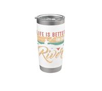 Funny Rowing Canoe Kajak Life is Better On The River Stainless Steel Insulated Tumbler