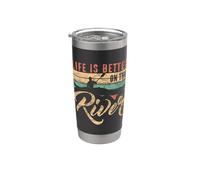 Funny Rowing Canoe Kajak Life is Better On The River Stainless Steel Insulated Tumbler