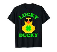 Funny Rubber Duck Sunglasses Four Leaf Clover Lucky Ducky T-Shirt