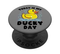 Funny Rubber Duck Today is My Ducky Day Lucky Duckie Crew PopSockets Adhesive PopGrip