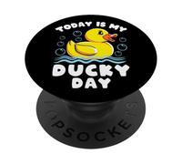 Funny Rubber Duck Today is My Ducky Day Lucky Duckie Crew PopSockets Adhesive PopGrip