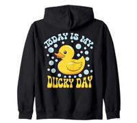 Funny Rubber Duck Today is My Ducky Day Lucky Duckie Crew Zip Hoodie