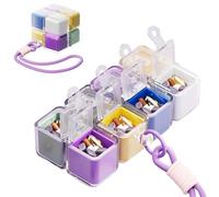 Funny Rubik Cube Medicine Box, Pill Case Portable Small Weekly, Medication Organisers with 8 Compartments, Tablet Box for Medication, Vitamins and Supplements