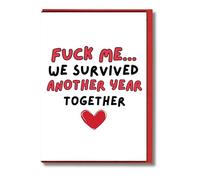 Funny Rude Anniversary Valentine's Card - Husband, Wife Partner - We Survived Another Year A106