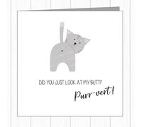 Funny Rude Birthday Card - Cat Butt - Purr-vert