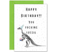 Funny Rude Birthday Card - F*cking Fossil Dinosaur Skeleton - Large A5 Size