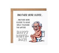 Funny Rude Birthday Card For Him - Another Year Older Another Year Closer To Your Balls Touching The Water - Hilarious Card For Dad, Grandad, Husband, Brother, Friend, Mate