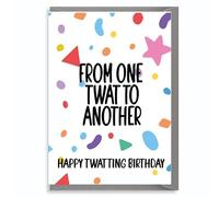 Funny Rude Birthday Card From One Twat to Another - Hilarious Cheeky Greeting for Him Her Friend Colleague - Bold Colourful Design - C827