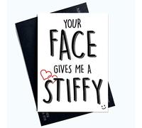 Funny Rude Cards Your Face Gives Me A Stiffy Valentines Birthday Card Joke PC988