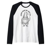 Funny Rude Christmas Gnome More Nice Guy Middle Finger Elf Raglan Baseball Tee