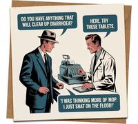 Funny Rude Diarrhoea Joke Greeting Card - Vintage Retro Comic - 145mm x 145mm - Birthday Banter - Blank Inside - Includes Kraft Envelope - Adult Humor for Him or Her