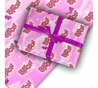 Funny Rude Girl Gift Paper & Rag // Pink Butterfly Pattern Digital Background, Decorative Cloud Design with Text