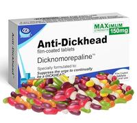 Funny Rude Joke Tablets Pill Box Prank Includes Jelly Beans Christmas Stocking Filler Sweets Unusual Gift for Men Secret Santa April Fools Day Birthday Gifts Women Dad Boyfriend (Anti D-Head)