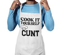 Funny Rude Kitchen BBQ Cooking Apron Cook it Yourself Cunt (White)