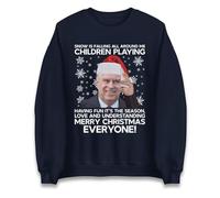 Funny Rude Prince Andrew Christmas Jumper, Snow Is Falling Xmas Sweatshirt, Merry Christmas Everyone Festive Unisex Sweater Navy