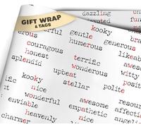 Funny & Rude Wrapping Paper - 2 Sheets of Naughty Gift Wrap with Tags - OMG Offensive Present Wrapping Paper for Birthday Joke Work Colleague Office Prank (Dirty Dictionary)