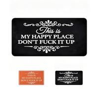 Funny Rug - This is My Happy Space, Don't Mess It Up, Durable Non Slip Doormat Welcome Mat, Flannel Absorbent Indoor Outdoor Gift, Humorous Home Decor Floor for Entryway Kitchen Bedroom (BLACK,M)