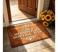 Funny Rug - This is My Happy Space, Don't Mess It Up, This is My Happy Space Doormat Rug, Non-Slip & Humorous Home Decor Floor Rugs, Durable Welcome Mat Housewarming Gift (Brown 45 * 75 cm)