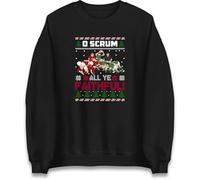 Funny Rugby Christmas Jumper O Scrum All Ye Faithful, Novelty Xmas Rugby Sweatshirt