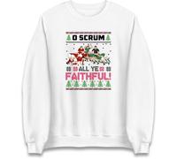 Funny Rugby Christmas Jumper O Scrum All Ye Faithful, Novelty Xmas Rugby Sweatshirt