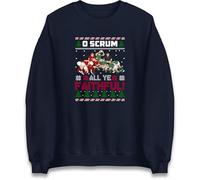Funny Rugby Christmas Jumper O Scrum All Ye Faithful, Novelty Xmas Rugby Sweatshirt