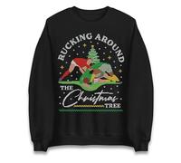 Funny Rugby Christmas Jumper, Rucking Around The Christmas Tree Sweatshirt, Xmas Festive Gift Top Black