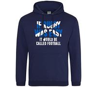 Funny Rugby Hoodie Mens Scotland Flag If Rugby was Easy It Would Be Called Football Hooded Top Scottish Supporter, M, Navy