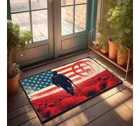 Funny Rugs For Front Door Soldier Walking Through Poppy Field With American Flag In Backgro Doormat Kitchen Stuff Welcome Mats Funny(40X60CM)